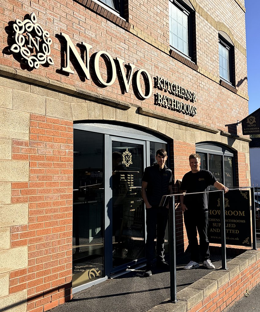 Craig and Marko, directors of Novo Kitchens & Bathrooms, outside the Mill Street showroom in Kidderminster